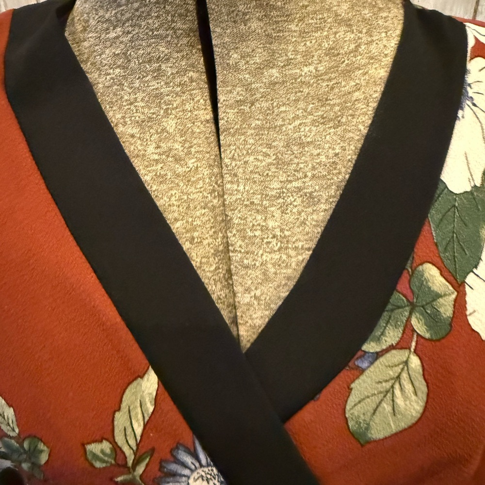 Scotch & Soda Red Floral Midi Dress with Black Trim - Picture 2 of 8